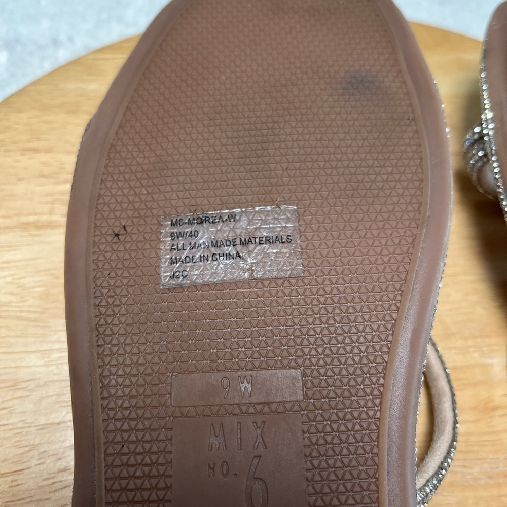 Mix No. 6 Moirea Women’s Rhinestone Sandals-Size: 9W/40-Flat Heel Shoes-Slip-On - Picture 2 of 5